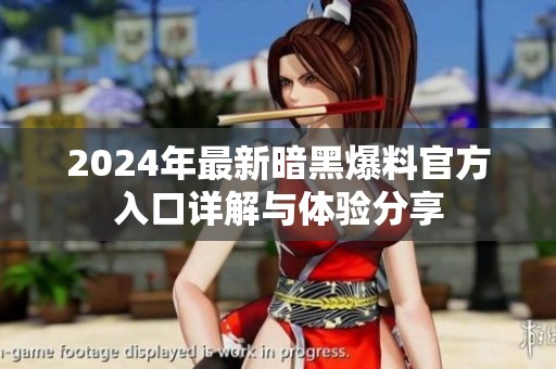 2024年最新暗黑爆料官方入口详解与体验分享